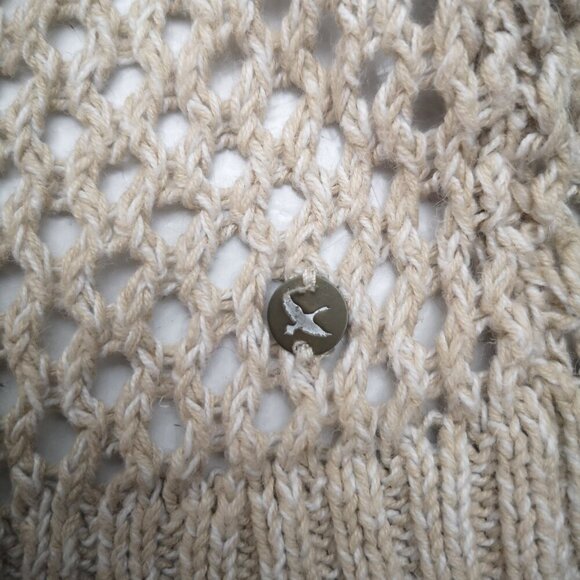 Eddie Bauer Ladies Size Medium Tan Mesh V-neck Knit Sweater - Picture 5 of 9